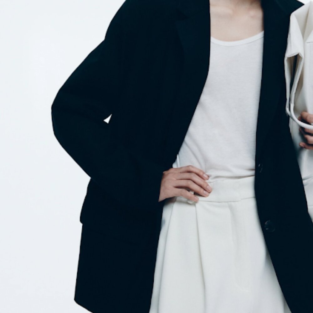 H&M Single-breasted Black Twill Blazer, Size M NWT - Picture 2 of 4